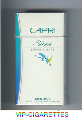 Capri Slims Super Lights Menthol 100s cigarettes hard box