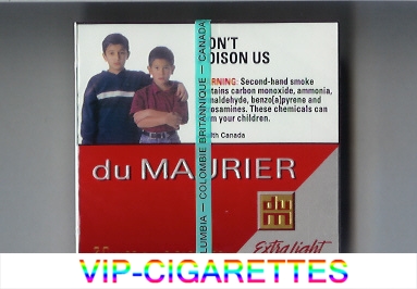 Du Maurier Extra Light cigarettes wide flat hard box