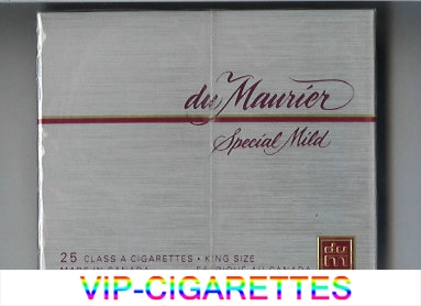 Du Maurier Special Mild 25s Class A cigarettes wide flat hard box