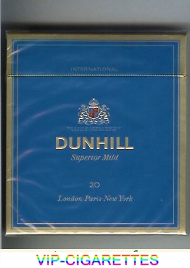 Dunhill International Superior Mild 20 Blue 100s cigarettes wide flat hard box