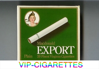 Export Macdonald Plain 20 Finest Virginia cigarettes green wide flat hard box