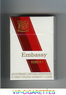 Embassy Number 1 on red cigarettes hard box