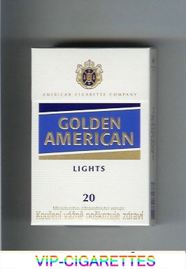 Golden American Lights white and blue cigarettes hard box