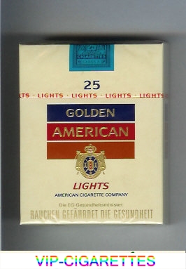 Golden American Lights yellow 25s cigarettes hard box
