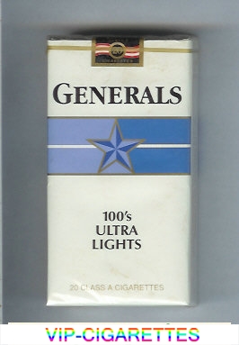 Generals 100s Ultra Lights cigarettes soft box