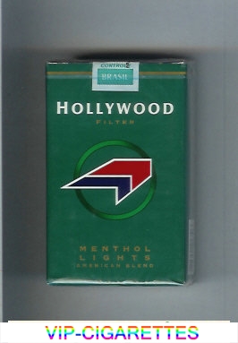 Hollywood Filter Menthol Lights American Blend green and red and black cigarettes soft box