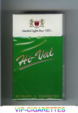 Hi-Val Menthol Lights Box 100s cigarettes hard box