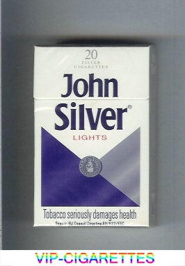 John Silver Lights white and blue and grey cigarettes hard box