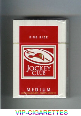 Jockey Club Medium King Size red and white cigarettes hard box