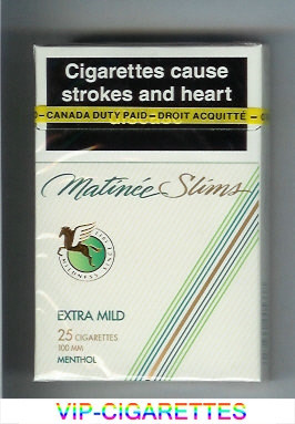 Matinee Slims Extra Mild 25 cigarettes 100s Menthol hard box