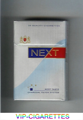 Next Next Taste silver and light blue and blue and red cigarettes hard box