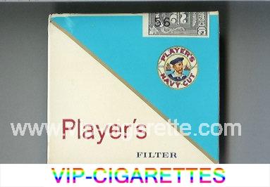 Player's Navy Cut Filter cigarettes white and blue wide flat hard box