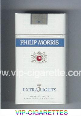 Philip Morris Extra Lights 3 100s cigarettes hard box