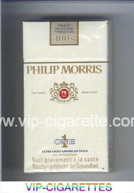 Philip Morris One 1 Ultra Light American Taste 100s cigarettes hard box