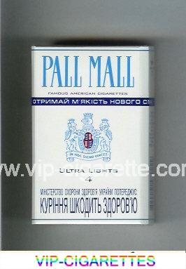 Pall Mall Famous American Cigarettes Ultra Lights 4 cigarettes hard box