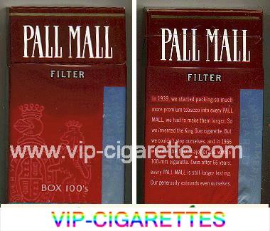 Pall Mall Filter Box 100s cigarettes hard box