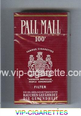 Pall Mall Famous Cigarettes Filter 100s cigarettes hard box