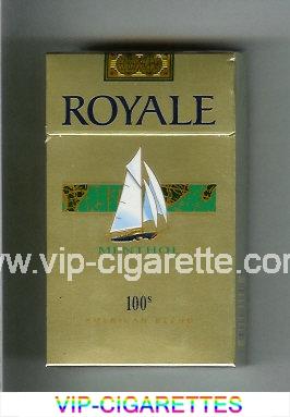 Royale Menthol 100s American Blend cigarettes gold and green hard box