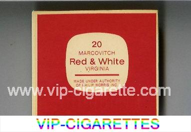 Red and White Marcovitch Virginia cigarettes red and white wide flat hard box
