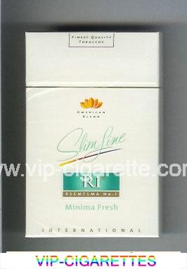 R1 Reemtsma No 1 Slim Line Minima Fresh International American Blend flat 100s cigarettes hard box