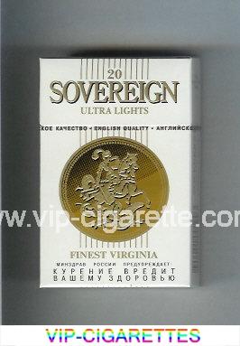 Sovereign Ultra Lights Finest Virginia cigarettes white hard box