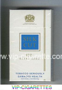 Silk Cut Extra Mild 100s cigarettes white and blue hard box
