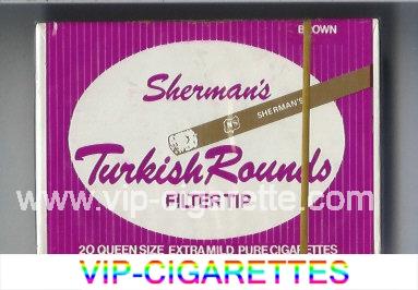 Sherman's Turkish Rounds Filter Tip Brown Cigarettes wide flat hard box