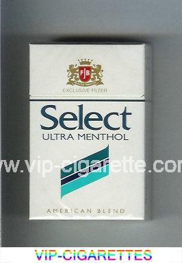 Select Ultra Menthol Exlusive Filter American Blend cigarettes hard box