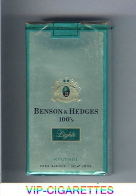 Benson and Hedges Menthol Lights 100s cigarettes soft box