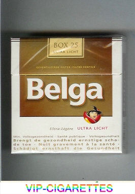Belga cigarettes Ultra Licht white gold box 25