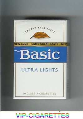 Basic Ultra Lights cigarettes Smooth Rich Taste hard box