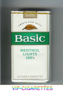 Basic Menthol Lights 100s cigarettes Smooth Rich Taste soft box