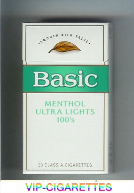 Basic Menthol Ultra Lights 100s cigarettes Smooth Rich Taste hard box