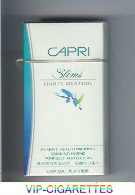 Capri Slims Lights Menthol 100s cigarettes hard box