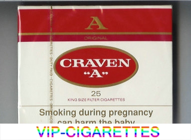 Craven A 25 king size filter cigarettes