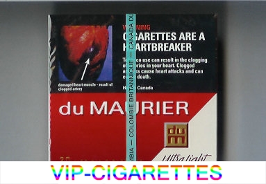 Du Maurier Ultra Light cigarettes wide flat hard box