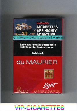 Du Maurier Light 20 King Size cigarettes hard box