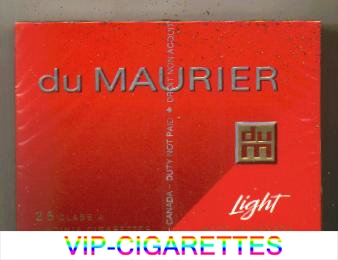 Du Maurier Light 25s Class A cigarettes wide flat hard box