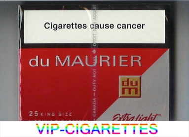 Du Maurier Extra Light 25s King Size cigarettes wide flat hard box