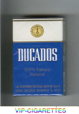 Ducados 100% Tabaco Natural blue and white cigarettes hard box