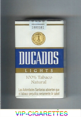 Ducados Lights 100% Tabaco Natural white and blue and gold cigarettes hard box