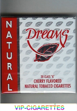 Dreams Natural Cherry Flavored cigarettes wide flat hard box