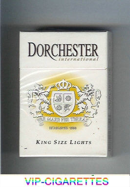 Dorchester International Lights white cigarettes hard box