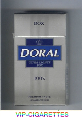 Doral Premium Taste Guaranteed Ultra Lights 100s cigarettes hard box