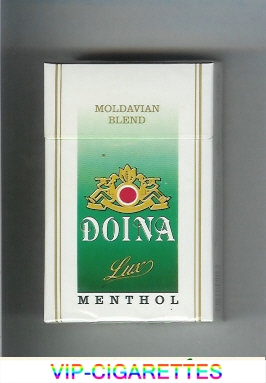Doina Lux Menthol Moldavian Blend white and green cigarettes hard box