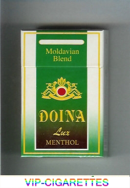 Doina Lux Menthol Moldavian Blend green and white and black cigarettes hard box