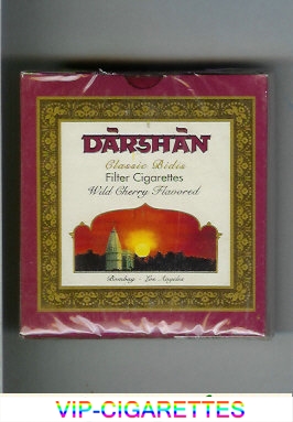 Darshan Classic Bidis Wild Cherry Flavored cigarettes wide flat hard box