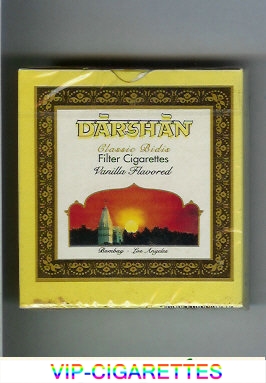 Darshan Classic Bidis Vanilla Flavored cigarettes wide flat hard box