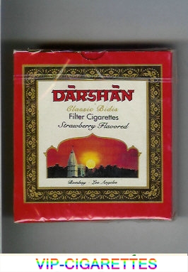 Darshan Classic Bidis Strawberry Flavored cigarettes wide flat hard box