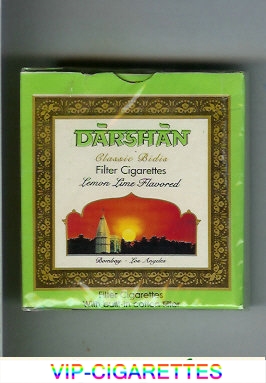 Darshan Classic Bidis Lemon Lime Flavored cigarettes wide flat hard box